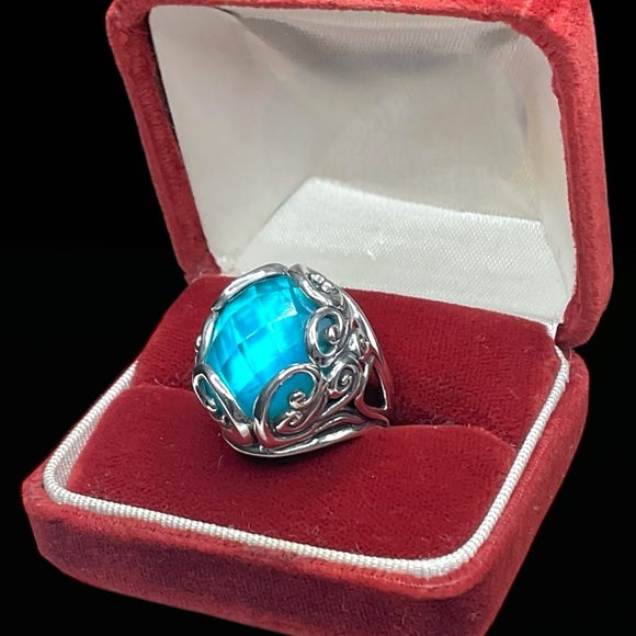 🌺Carolyn Pollack Sterling & Blue Quartz Ring - Picture 13 of 14